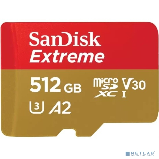 Карта памяти microSDXC 512Gb SanDisk SDSQXAV-512G-GN6MN Class 10 UHS-I A2 C10 V30 U3 Extreme 190MB/s