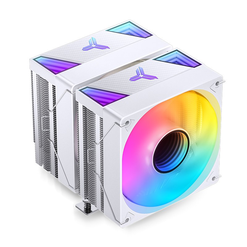 Кулер Jonsbo CR-3000 ARGb White LGA20XX/1700/1200/115X/AM5/AM4 TDP 260W, PWM, 2 x 120мм Black Fan, 7 тепловых трубок, медная база, белый, 4-pin Retail