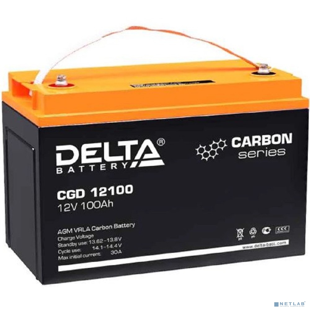 Батарея аккумуляторная Delta CGD 12100 напряжение 12В, емкость 100Ач, клемма Болт М8 ДхШхВ: 330х171х212мм Полная высота 220мм; Вес 30кг; Кол-во элементов 6