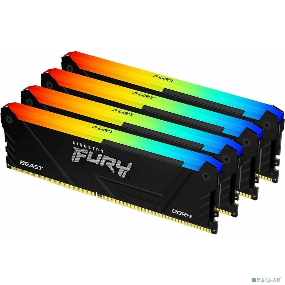 Модуль памяти DDR4 128Gb 4х32Gb 2666MHz Kingston KF426C16BB2AK4/128 CL16 DIMM Kit of 4 Fury Beast RGb