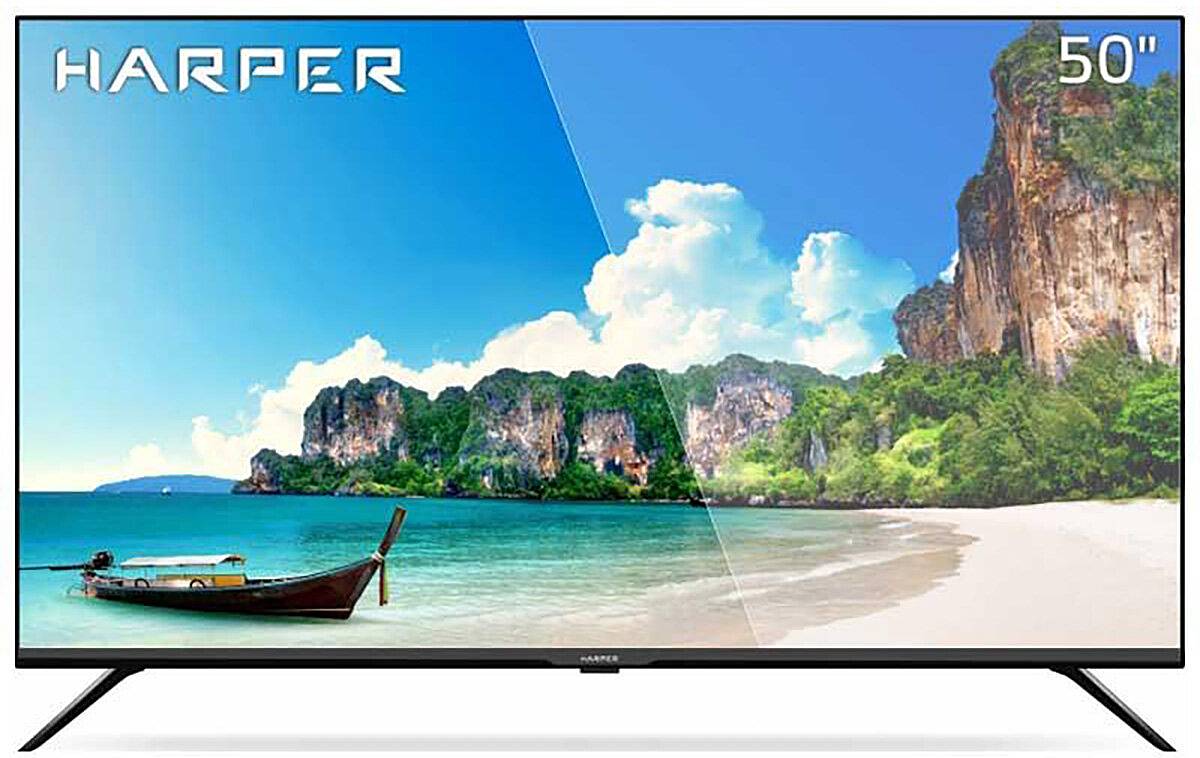Телевизор 50 Harper 50U751TS UHD, безрамочный, Android Smart TV