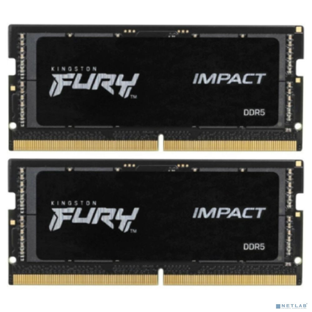 Модуль памяти DDR5 32Gb 2х16 5600MHz Kingston KF556S40IBK2-32 CL40 SODIMM Kit of 2 Fury Impact