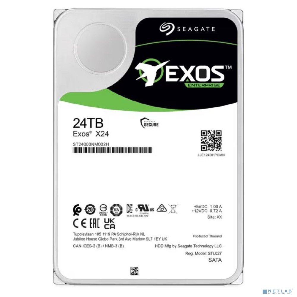 Жесткий диск SATA3 24Tb 7200rpm Seagate ST24000NM002H HDD Exos X24 512Mb