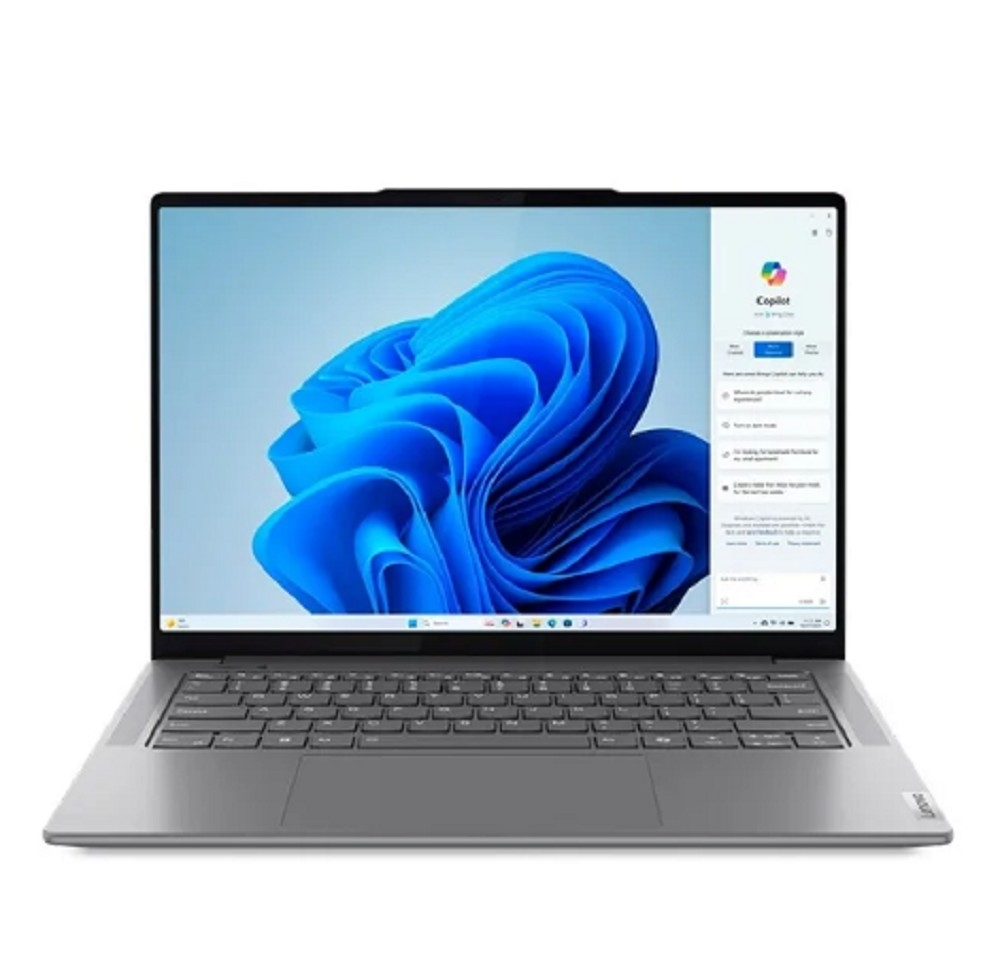 Ноутбук 14.0 Lenovo 83E3001NRU Yoga Pro 7 14AHP9 3072x1920 IPS /AMD Ryzen 7 8845HS 3.8GHz /16384Mb/1024Gb SSD/noDVD/Ext:nVidia GeForce RTX3050 6144Mb /Cam/BT/Wi-Fi/73WHr/war 1y/1.64kg/luna grey/Win11Home + 140W, RU kbd