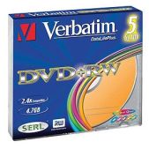 Диск DVD+RW 4.7Gb Verbatim 43297 4x Slim Color 5шт