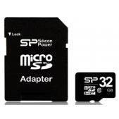 Карта памяти MicroSDHC 32Gb Silicon Power SP032GBSTH010V10SP Class 10 + адаптер