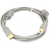 Кабель USB A-B (m-m) 3м, серый, Behpex, 2 ферритовых фильтра