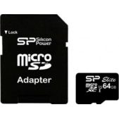 Карта памяти MicroSDXC 64Gb Silicon Power SP064GBSTXBU1V10-SP Class 10 + адаптер