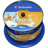 Диск DVD-R 4.7Gb Verbatim 43533 16x Cake Box InkJet Printable 50шт.