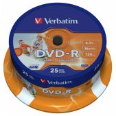 Диск DVD-R 4.7Gb Verbatim 43538 16x Cake Box Printable 25шт.