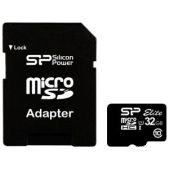 Карта памяти microSDHC 32Gb Silicon Power SP032GbSTHBU1V10-SP + adapter Class 10