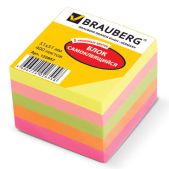 Блок цветной бумаги 51x51x400л Brauberg 122857 неоновый 5 цветов самоклеящийся