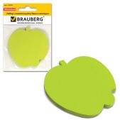 Блок цветной бумаги фигурный Brauberg 122709 в форме яблока самоклеящийся 50л, зеленый,