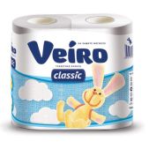 Бумага туалетная Veiro 5с24 Classic 2-х слойная, спайка 4шт х 18м, белая, ш/к 90988