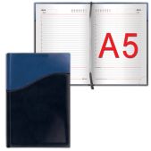 Ежедневник недатированный A5 Brauberg 126220 138x213мм Bond, комбинир. кожа, 160л, синий/голубой