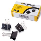 Зажимы для бумаг 25мм Brauberg 220558 12шт, на 100л, черные, картонная коробка