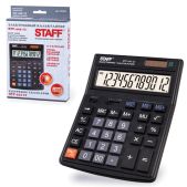 Калькулятор настольный 12 разрядов Staff STF-444 двойное питание, 199x153мм, черный
