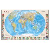 Карта настенная Мир Ди Эм Би 638 Политическая с флагами, М-1:30млн, размер 122x79см, ламинированная