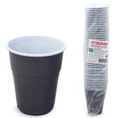 Стаканы одноразовые Лайма 601417 комплект 50шт, пластиковые для чая и кофе 155мл, бело-коричневый, ПП