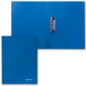 Папка с боковым металлическим прижимом Brauberg 221629 Стандарт синяя, до 100 листов, 0.6мм