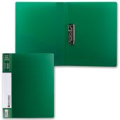 Папка с боковым металлическим прижимом Brauberg 221789 Contract, внутренним карманом, зеленая, до 100 листов, 0.7мм, бизнес-класс