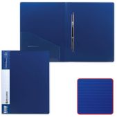 Папка с металлическим скоросшивателем Brauberg 221782 Contract, внутренним карманом, синяя, до 100 листов, 0.7мм, бизнес-класс