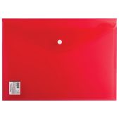 Папка-конверт с кнопкой Brauberg 224812 A4, прозрачная, плотная, красная, до 100 листов, 0.18мм
