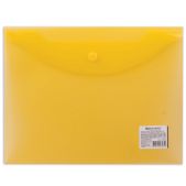 Папка-конверт с кнопкой Brauberg 224028 A5 240x190мм, прозрачная, желтая, 0.15мм