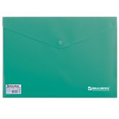 Папка-конверт с кнопкой полупрозрачная Brauberg 221363 A4, зеленая, до 100 листов, 0.18мм