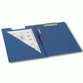 Папка-планшет Brauberg 221489 с верхним прижимом и крышкой A4 картон ПВХ, синяя (удвоенный срок службы)
