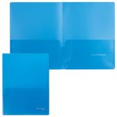 Папка-уголок 2 кармана Brauberg 224883 синяя, 0.18мм