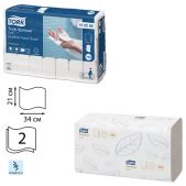 Полотенца бумажные Tork 100288 Premium, 2-х слойные, белые, 21х34, Interfold, (диспенсер 600282) 110шт, комплект 21шт