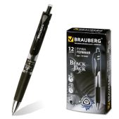 Ручка гелевая Brauberg 141552 Black Jack, автоматическая, корпус трехгранный, резиновый держатель, черная