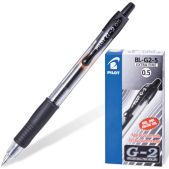 Ручка гелевая Pilot BL-G2-5/7, автоматическая, 0.3мм, черная
