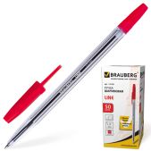 Ручка шариковая Brauberg 141341 Line, корпус прозрачный, толщина письма 1мм, красная