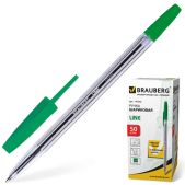 Ручка шариковая Brauberg 141342 Line, корпус прозрачный, толщина письма 1мм, зеленая