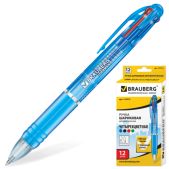 Ручка шариковая Brauberg 141513 Multicolor, автоматическая, 4-цвет, корпус синий тонирован., синий, черный, крас, зел