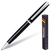 Ручка шариковая Brauberg бизнес-класса Cayman Black, корп. черная, серебр. детали, 141410, синяя