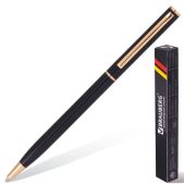 Ручка шариковая Brauberg 141402 Slim Black бизнес-класса, корпус черный, золот. детали, синяя
