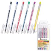 Ручки гелевые Brauberg 141037 набор 6шт, Zero Kids, 0.7мм, европодвес, (синий, черный, красный, зеленый, желтый, фиол)