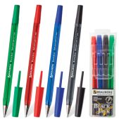 Ручки шариковые Brauberg 141290 Black Jack, набор 4шт, 0.7мм, упак. с подвес, (синий, черный, красный, зеленый)