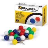 Гвоздики канцелярские Brauberg 221550 цветные шарики, 50 шт., в карт. коробке