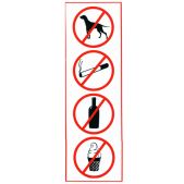 Знак Запрещ. курить, пить, есть, прохода с животными Фолиант 610033/НП-В-Б прямоуг. 300x100мм, самоклеящаяся, верт.