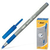 Ручка шариковая Bic 918543 Round Stic Exact, корпус серый, синие детали, толщина письма 0.35мм, синяя