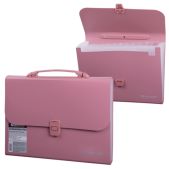 Портфель пластиковый Brauberg 221441 A4, 327x254x30мм, 13 отделений, пласт. индекс. розовый