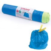Мешки для мусора 60л Лайма 601397 комплект 20шт, рулон, ПНД, прочные, с завяз., 60x70см, 12мкм, синие