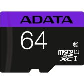 Карта памяти microSDXC 64Gb ADATA AUSDX64GUICL10-RA1 Premier Class 10 UHS-I U1 (SD адаптер)