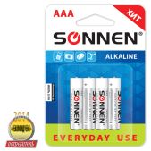Батарейка AAA Sonnen 451088 LR03 Everyday use, алкалиновая, 1.5В в блистере 4шт