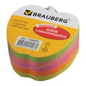 Блок цветной бумаги фигурный 70x70x400л Brauberg 126693 неоновый, в форме яблока, 5 цветов, отверстие для ручки, самоклеящийся