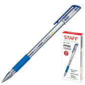 Ручка гелевая Staff 141822 эконом, корпус прозрачный, резиновый держатель, синяя